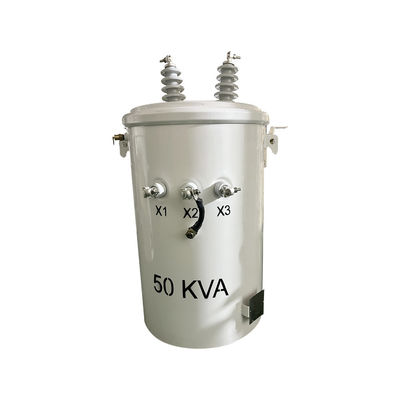 주문 50kva 단일 단계 오일 잠수 기둥 장착 분배 트랜스포머 12470v ~ 277v 온라인 제조