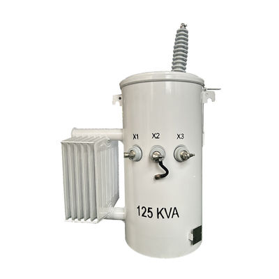 주문 125KVA 단일 단계 전구 장착 변압기 기름 침몰 분배 34.5KV ~ 120V 온라인 제조