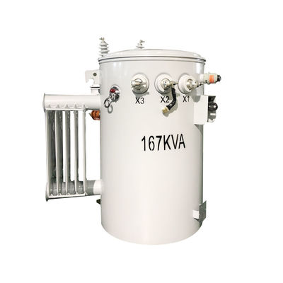 주문 167kva 단일 단계 전구 장착 변압기 CSP 기름 침몰 분배 유형 단계 하락 4160v 480v 온라인 제조