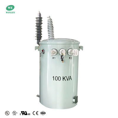 주문 100 Kva 단상 전주 설치 변압기 이중 권선 전력 배전 유입 변압기 34.5kv ~ 120v ANSI IEEE UL 인증 온라인 제조