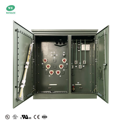 주문 UL 인증 150Kva 삼상 패드 장착 변압기 오일 침지 배전 12.470V ~ 480V ANSI IEEE CSA DOE2016 표준 충족 온라인 제조