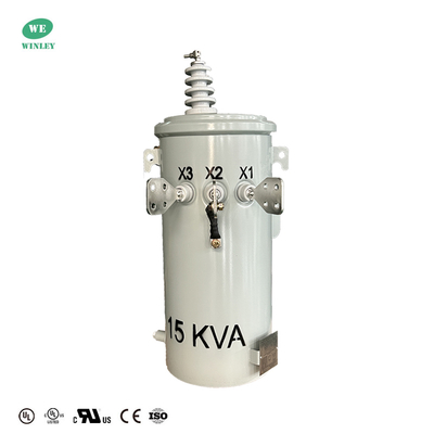 주문 15KVA 스톨 마운트 트랜스포머 단일 단계 오일 잠수 13.8KV에서 120V 오버헤드 전력 분배 트랜스포머 온라인 제조