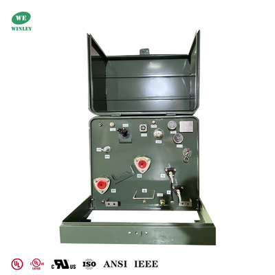 주문 UL 인증 75Kva 단상 패드 장착 변압기 전력 분배 480V ~ 120V ANSI IEEE 표준 온라인 제조