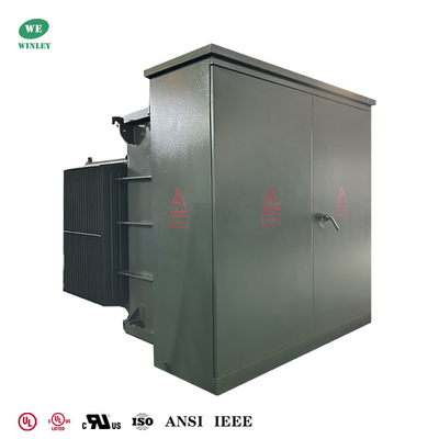 주문 3단계 패드 장착 분배 트랜스포머 오일 충전 1500KVA 13.2KV ~ 480V IEEE ANSI 표준 온라인 제조
