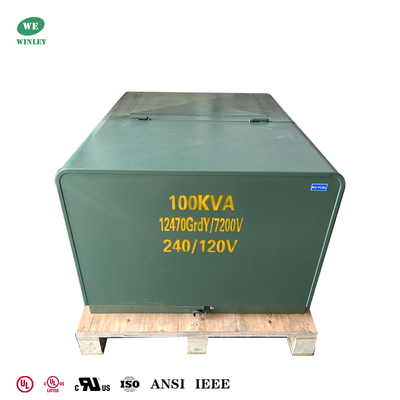 주문 IEEE 표준 UL 인증 100Kva 단상 패드마운트형 변압기 루프 피드 12.47KV ~ 240/120V 온라인 제조