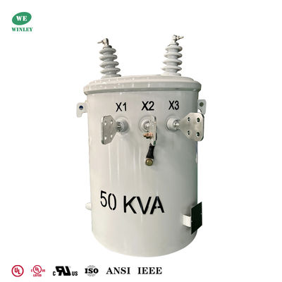 주문 UL 인증 50kva 단상 전주 설치 변압기 4160V ~ 240V 480V ANSI IEEE 표준 온라인 제조