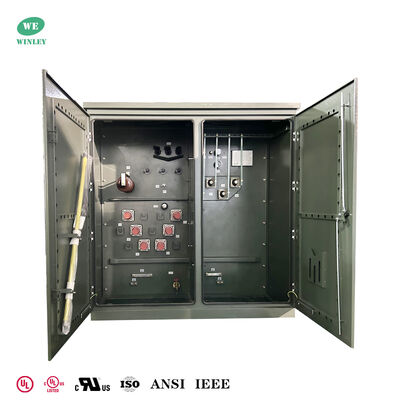 주문 3단계 패드 장착 트랜스포머 1000 KVA 34.5KV ~ 208Y/120 오일 잠수 전력 트랜스포머 65/60 °C 온도 상승 ANSI C57.12.34 표준 Dyn1 벡터 그룹 온라인 제조