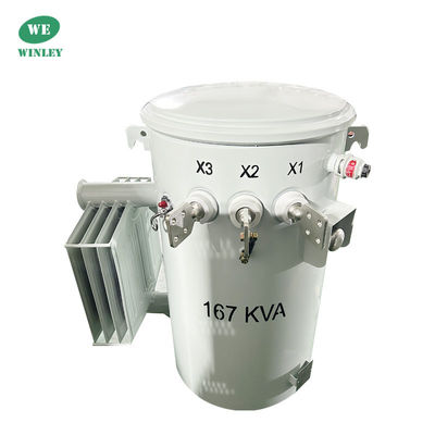 CSP 유형 167Kva 단일 단계 전구 장착 변압기 분배 4160V 기름 침몰 ANSI IEEE CSA 표준 100Hz