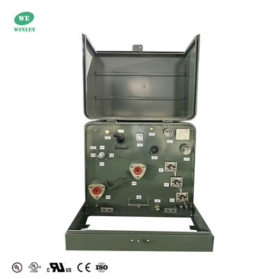 UL CUL 목록 75 kVA 단일 단계 패드 장착 트랜스포머 주거용 13.8KV ~ 120V 오일 잠수 DOE 2016 ANSI IEEE 표준을 충족합니다