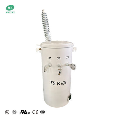 UL 인증 75KVA 단일 단계 전구 장착 변압기 기름 잠겨 34.5KV ~ 120V 상부 분배 변압기 일반형