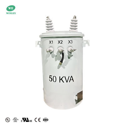 UL 인증 50KVA 단일 단계 폴 탑재 변압기 기름 타입 13200V ~ 120V 전력 분배 변압기