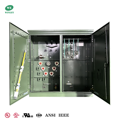 UL 인증 1500Kva 삼상 패드 장착 변압기 전력 시스템 배전 다중 전압 13.8KV 13.2KV 12.47KV ~ 480V ASNI 표준
